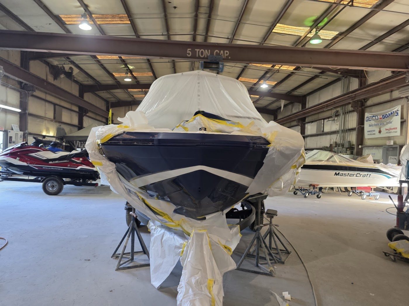 Bow repair in progress