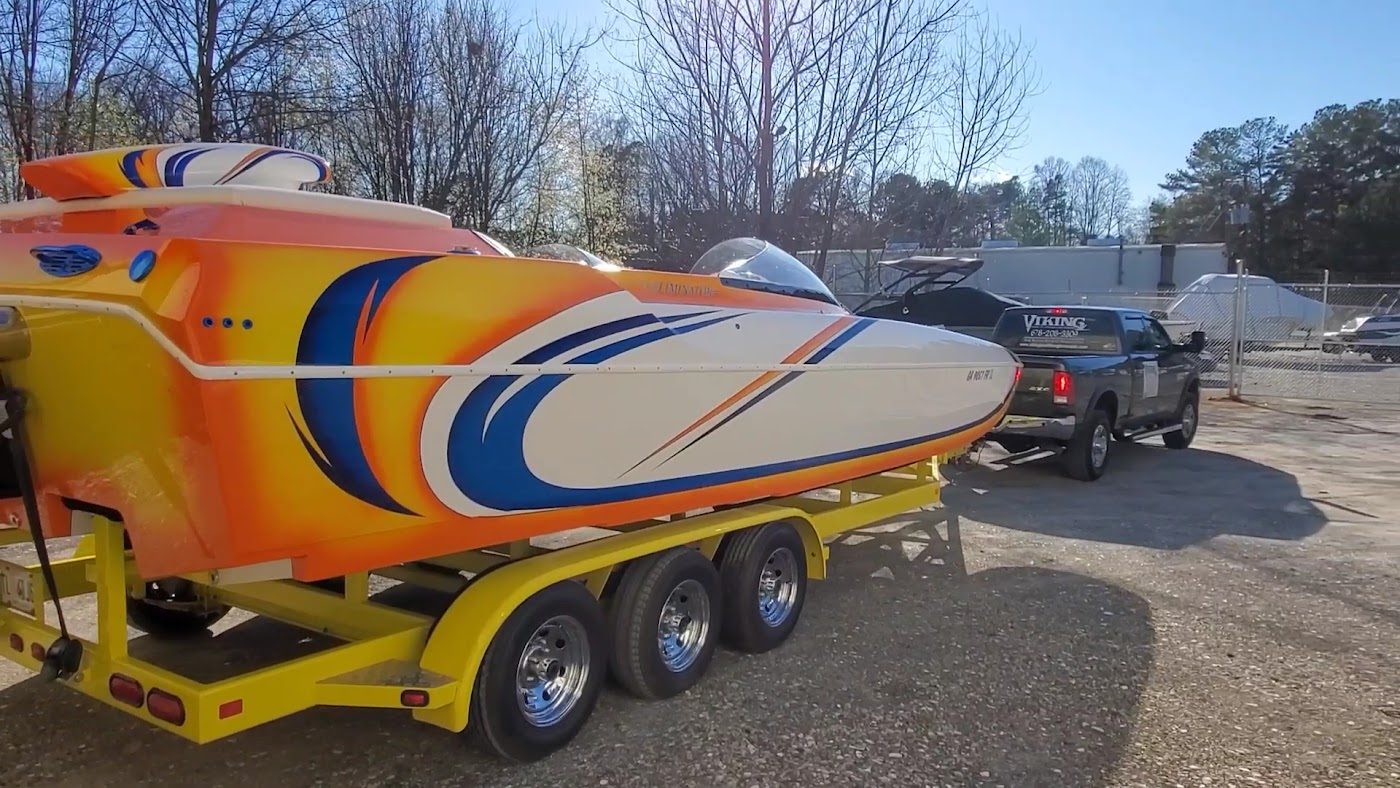Performance boat on the trailer